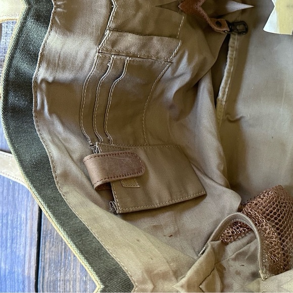 LL Bean Canvas Leather Boat Bucket Travel Shoulder Bag Satchel Khaki - Picture 16 of 16